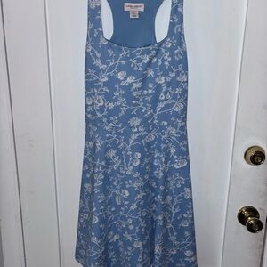 Laura Ashley Dusty Blue Floral Scoop Neck Midi Dress